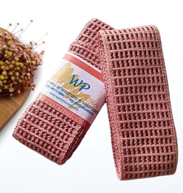 FITA IMPORTADA TELADA CROCHÊ 38MM ROSE C/ 2 METROS