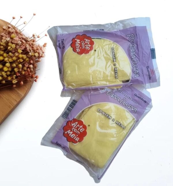 MEIA DE SEDA LISA ARTE C/ MEIA AMARELO CANDY PCT C/ 2 UND