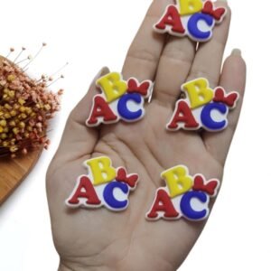 APLIQUE EMBORRACHADO ABC C/ LAÇO 3,5 CM CORES FORTES C/ 2 UND