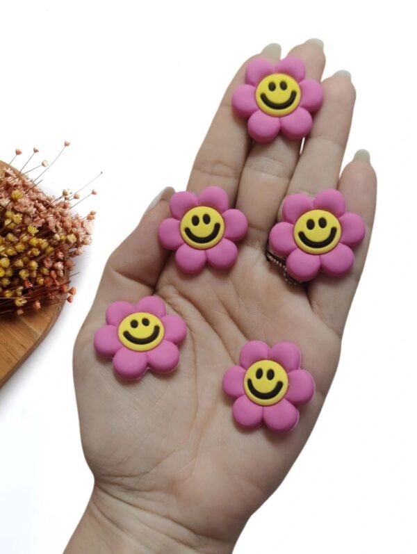 APLIQUE EMBORRACHADO FLOR SMILE PINK 3 CM C/ 2 UND