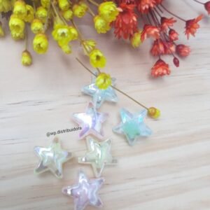 ENTREMEIO DE ESTRELA 3D IRISADO C/ 6 UND CORES VARIADAS