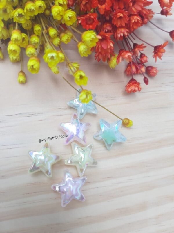 ENTREMEIO DE ESTRELA 3D IRISADO C/ 6 UND CORES VARIADAS