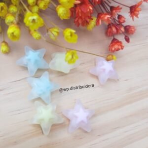 ENTREMEIO DE ESTRELA 3D FOSCO C/ 6 UND CORES VARIADAS