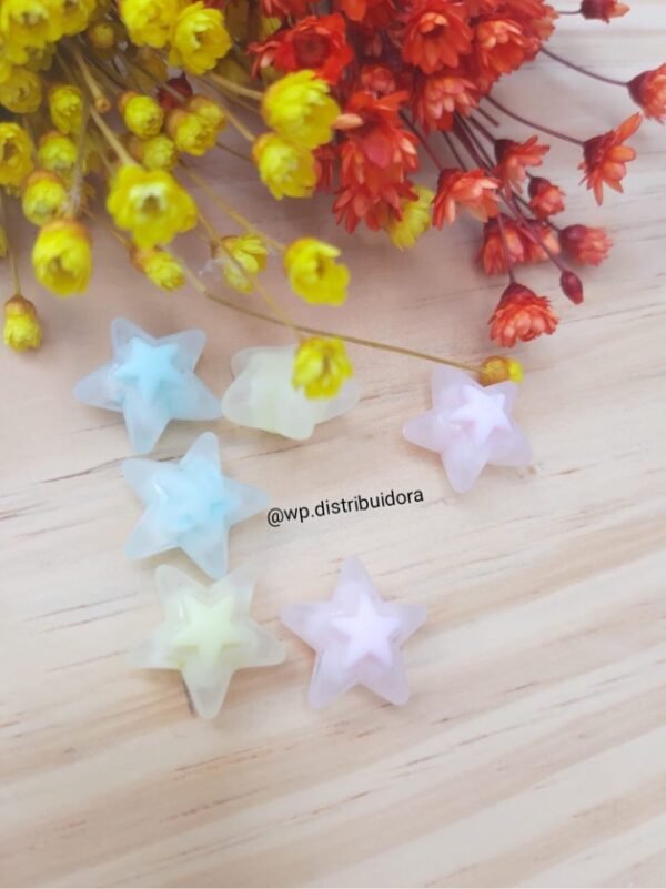 ENTREMEIO DE ESTRELA 3D FOSCO C/ 6 UND CORES VARIADAS
