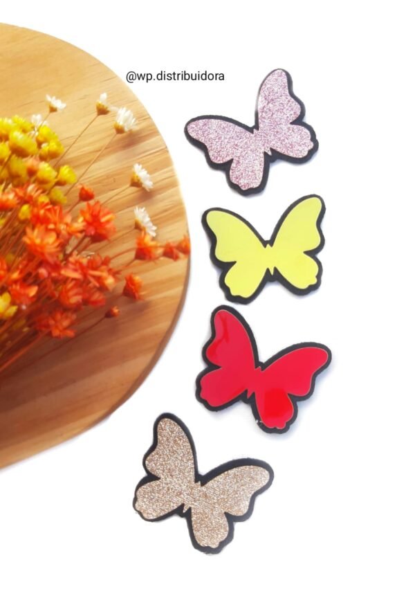 APLIQUE BORBOLETA EM LONITA 3,5X4,5CM UND