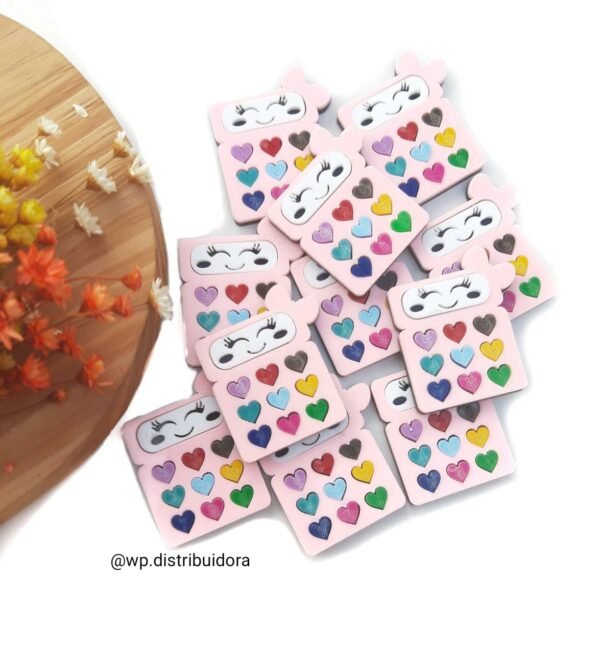 CALCULADORA ROSA EM ACRÍLICO BOTÃO DE CORAÇÕES 3X4CM UND