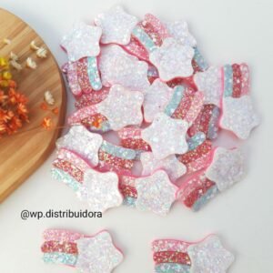 APLIQUE ESTRELA CADENTE 3,5X6CM EM LONITA GLITTER GROSSO UND