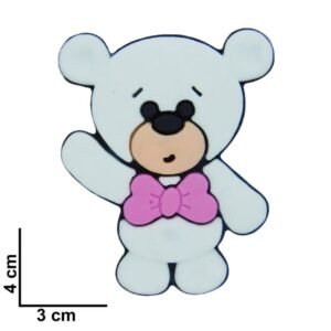 APLIQUE EMBORRACHADO URSINHO BRANCO COM GRAVATA PINK 3X4CM C/ 2 UND