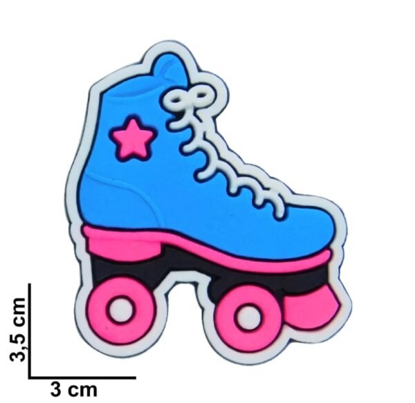 APLIQUE EMBORRACHADO PATINS AZUL 3,5CM C/ 2 UND