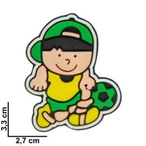 APLIQUE EMBORRACHADO 3,3CM MENINO COM BOLA C/ 2 UND