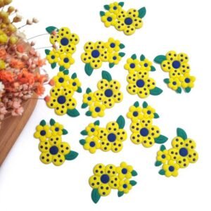 APLIQUE EMBORRACHADO FLORES AMARELAS 3X4,5CM C/ 2 UND