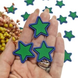 APLIQUE EMBORRACHADO DO BRASIL ESTRELA AZUL/VERDE 2,5 CM C/ 2 UND