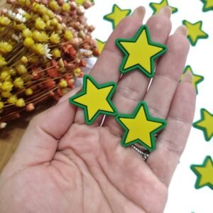 APLIQUE EMBORRACHADO DO BRASIL ESTRELA VERDE/AMARELA 2,5 CM C/ 2 UND