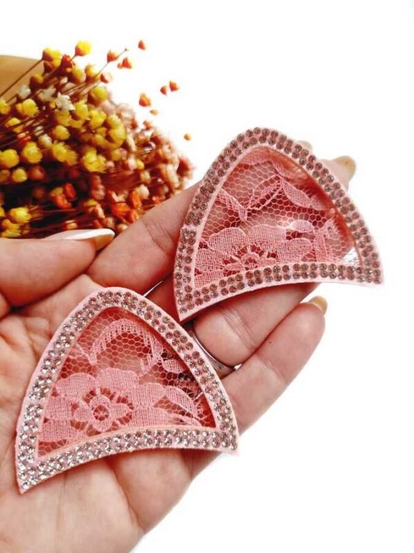 ORELHA GATINHA PRINCESS RENDA ROSA 4,2X5,5CM PCT C/ 2 UND