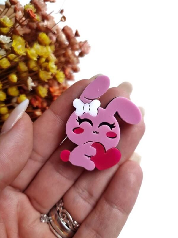COELHINHA AMOROSA ROSA 4CM CORAÇÃO PINK UND