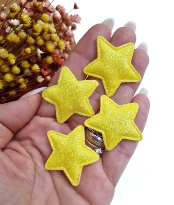 ESTRELA DE LONITA AMARELO GLITTER 3,5CM C/ 2 UND