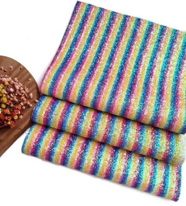 LONITA FLOCADA GLITTER GROSSO LISTRADA MULTICOLOR 24X40CM UND