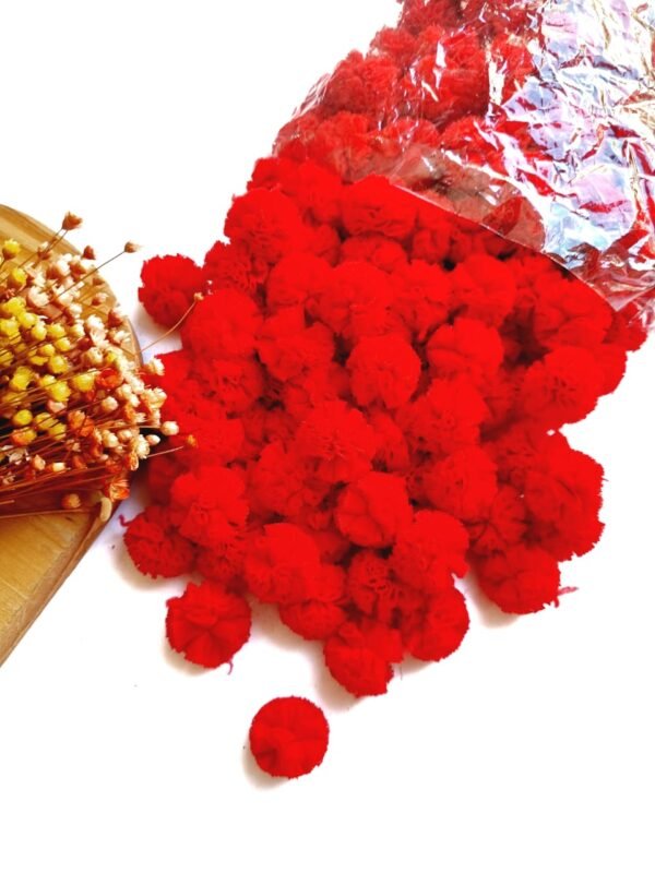 POMPOM DE MALHA 2,5CM VERMELHO C/ 10 UND