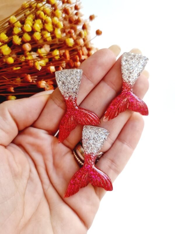 CALDA DE SEREIA EM RESINA 4CM PRATA/PINK UND