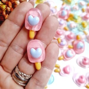 PICOLÉ COM CORAÇÃO EM RESINA 2,5CM ROSA C/ 2 UND