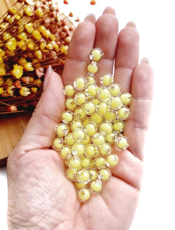 BOLA TRANSPARENTE 8MM MIOLO AMARELO C/ 20G
