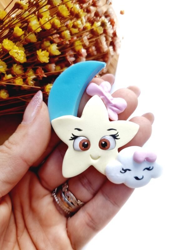 ESTRELHINHA COM NUVEM & LUA EM BISCUIT 6,5CM UND