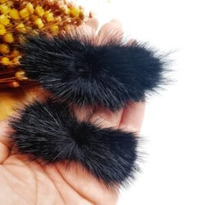 POMPOM ACHATADO LARGO PRETO 6,5 CM C/ 2 UND