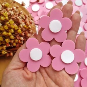 FLOR EM ACRÍLICO 5 PÉTALAS 4CM ROSA UND