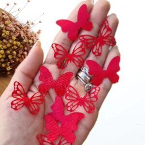 BORBOLETA DUPLA EM CETIM 3CM VERMELHA C/ 5 UND