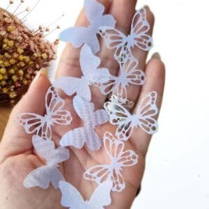 BORBOLETA DUPLA EM CETIM 3CM BRANCA C/ 5 UND