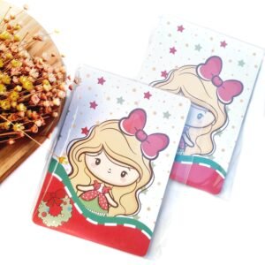 PAPELETA ESTAMPA NATALINA LOIRINHA LAÇO VERMELHO 10X14CM C/ 4 UND