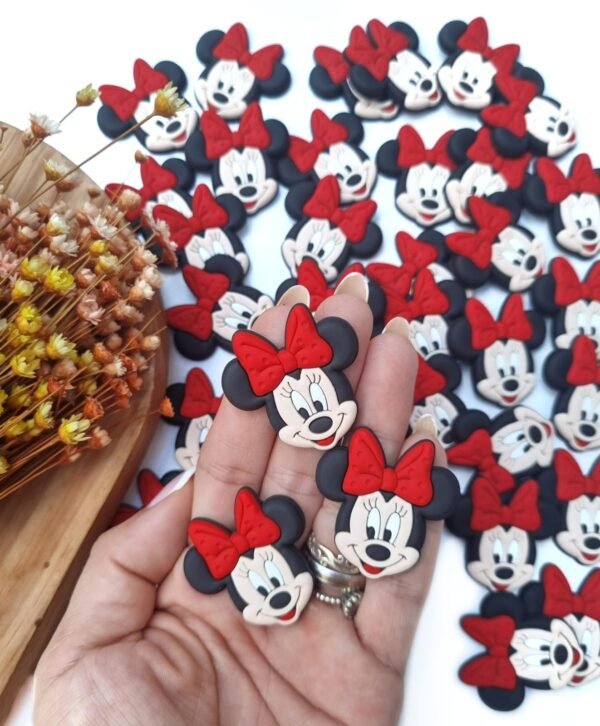 APLIQUE MINNIE LAÇO VERMELHO EMBORRACHADO 3,5CM C/ 2 UND