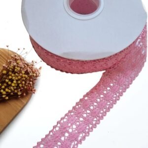 FITA IMPORTADA RENDA TECIDO 38MM ROSA – METRO