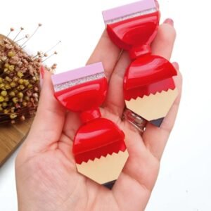 APLIQUE LAÇO LÁPIS EM ACRÍLICO 7,5CM VERMELHO UND