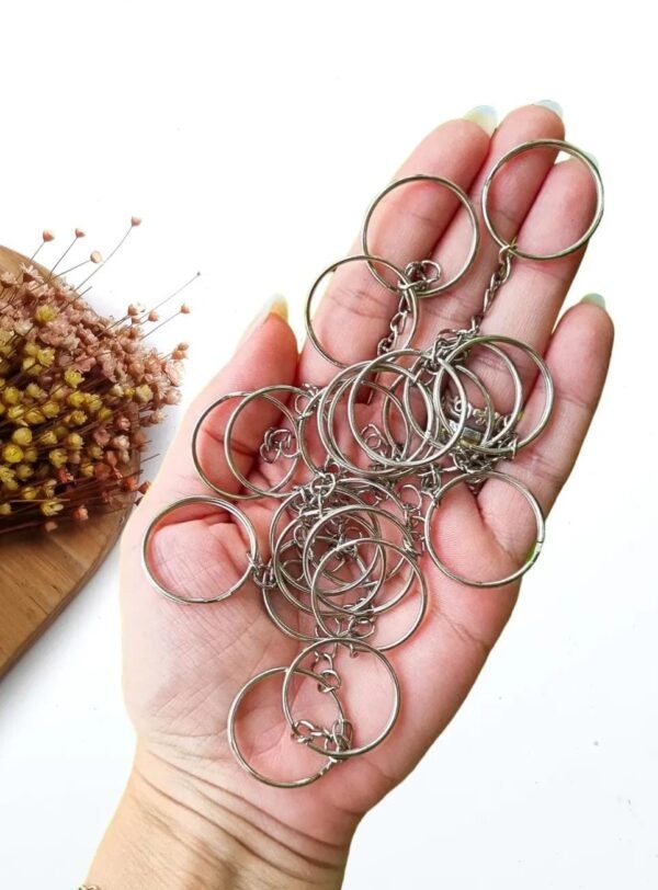 ARGOLA PRATA CHAVEIRO 24MM COM CORRENTE C/ 10 UND
