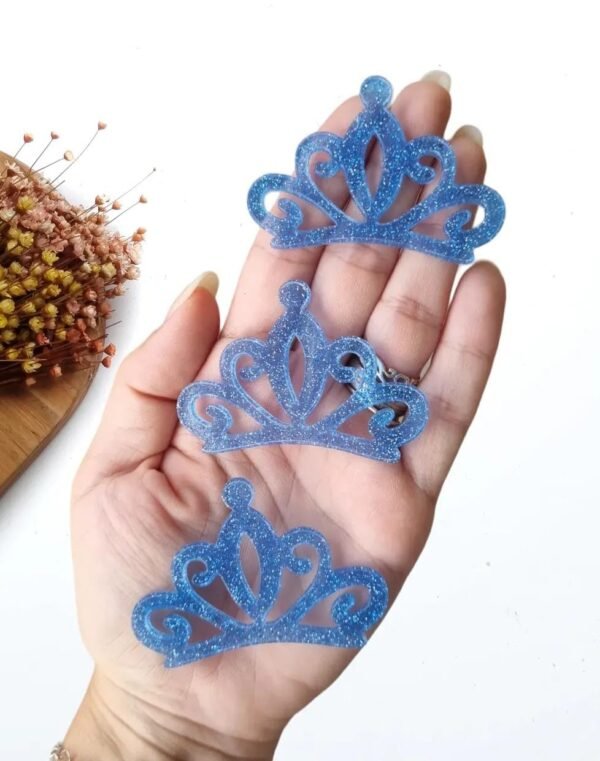 COROA PRINCESA AZUL GLITTER 6CM UND