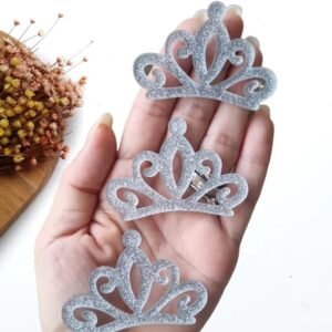 COROA PRINCESA PRATA GLITTER 6CM UND
