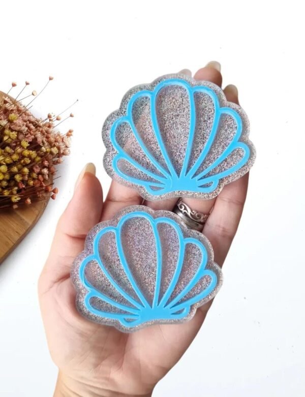 CONCHA EM ACRÍLICO AZUL CURVADO PARA TIARAS 7CM UND