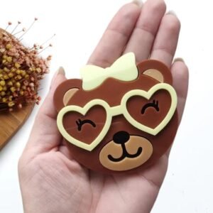 URSO MARROM 7CM ÓCULOS AMARELO CURVADO PARA TIARAS UND