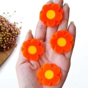 FLOR EM ACRÍLICO 3,5CM LARANJA NEON UND