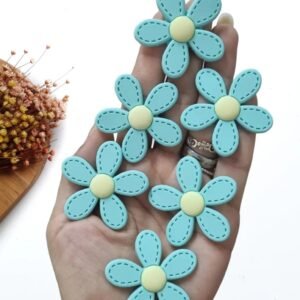 FLOR PESPONTADA EMBORRACHADA VERDE BEBÊ 4CM C/ 2 UND