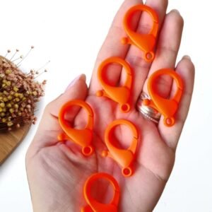FECHO MOSQUETÃO LAGOSTA CORAÇÃO LARANJA NEON 2,5X3,5CM C/ 2 UND