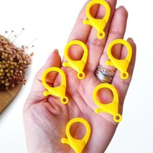 FECHO MOSQUETÃO LAGOSTA CORAÇÃO AMARELO 2,5X3,5CM C/ 2 UND