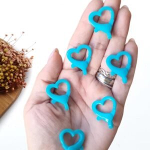 FECHO LAGOSTA CORAÇÃO AZUL TURQUESA 2,5X3,5CM C/ 2 UND