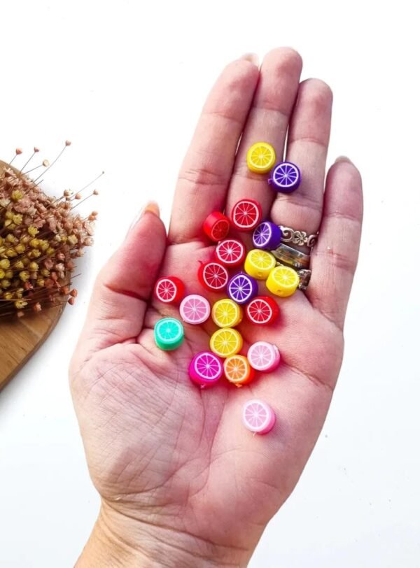 ENTREMEIO BANDA DE  LARANJA EM FIMO CORES DIVERSAS 4X10 MM PCT C/ 20 UND