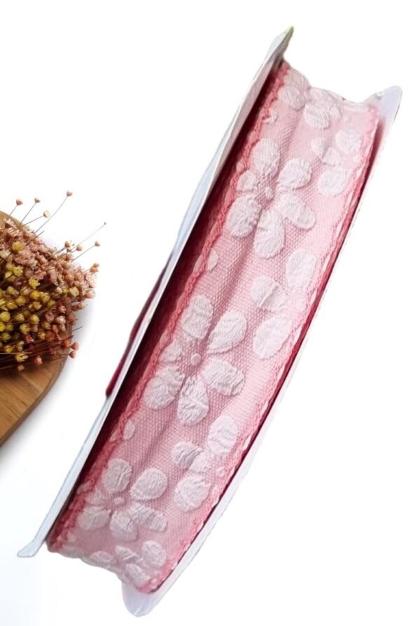 FITA SANDING FLORAL ROSA 38MM BORDA BABADINHO CROCHÊ – METRO