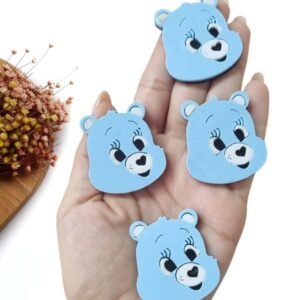 ROSTO URSINHO CARINHOSO EM ACRÍLICO AZUL CLARO 4CM UND