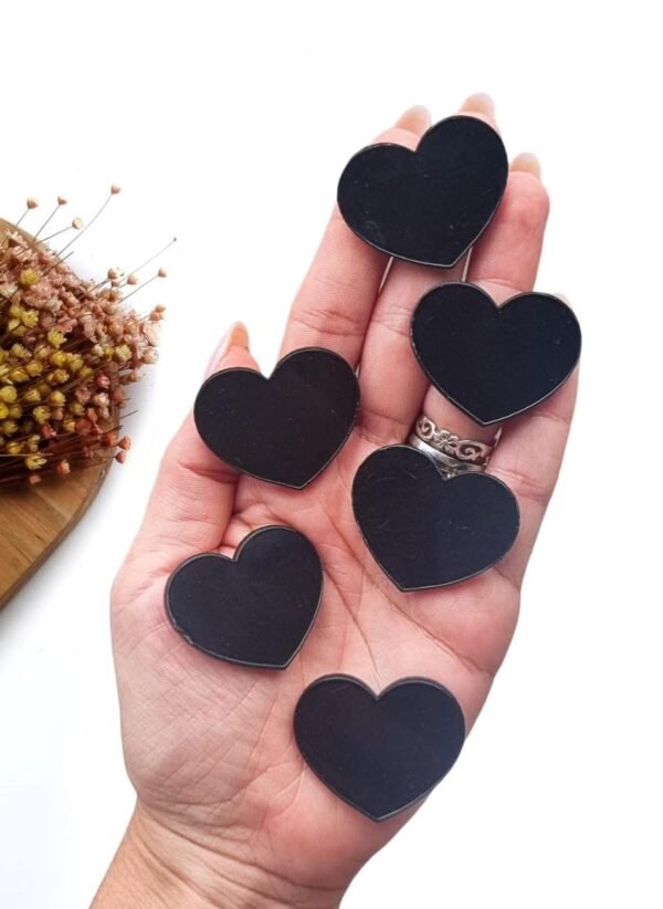 CORAÇÃO EM ACRÍLICO LEITOSO PRETO 3,5CM UND