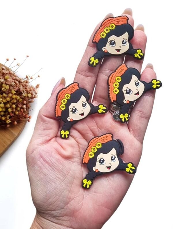 APLIQUE MENINA JUNINA EMBORRACHADA CHAPÉU LARANJA 4CM C/ 2 UND