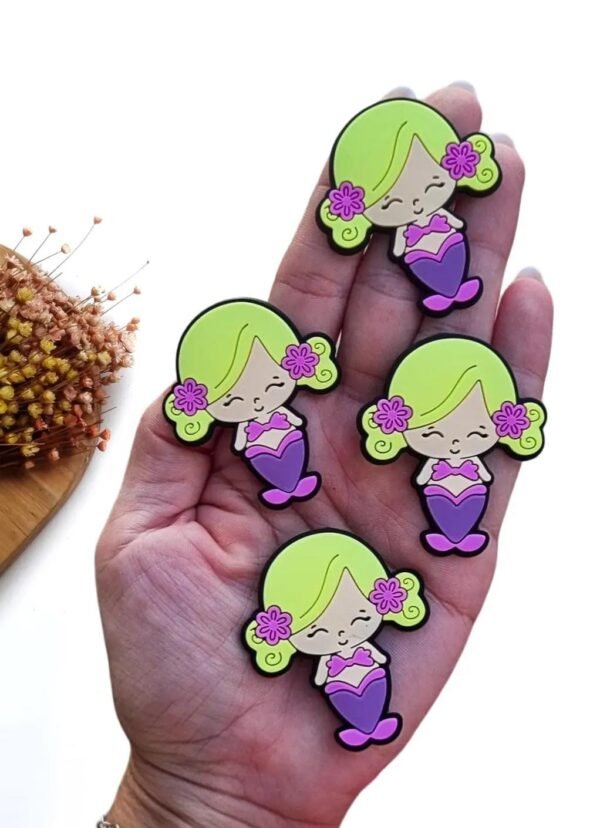 APLIQUE SEREIA EMBORRACHADO ROSA 5CM PARA LAÇOS C/ 2 UND